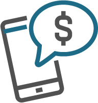 Mobile phone with dollar sign speech bubble